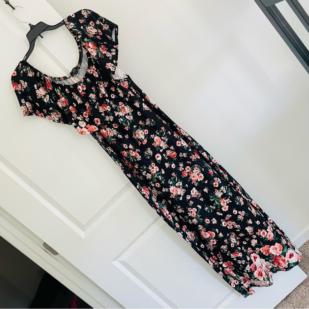 Vibe Sportswear Black Floral Maxi Sundress Size 1X